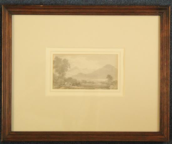 John Glover (1767-1849) A mountainous landscape, 2.25 x 4in.